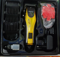 Geemy Professional hair clipper trimmer LED display indigreter rechargeable batteries Trimmer 120 min  Runtime 10 Length Settings(Silver)