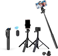 DIGITEK DTR-525 SS Portable Tripod Selfie Stick 160 cm with Remote & 3 Legs Tripos Base Tripod(Black, Supports Up to 600 g)