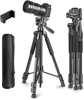 Adofys 70” Aluminium Camera Tripod with Travel Bag and Phone Holder Tripod(Black, Supports Up to 5000 g)