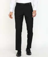 PARK AVENUE Regular Fit Men Black Trousers