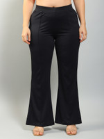 Plus Size Regular Fit Women Black Trousers