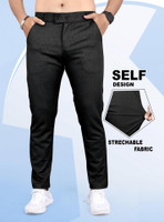 INDICLUB Slim Fit Men Black Trousers