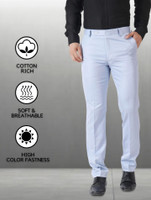 SYLZON Slim Fit Men Light Blue Trousers