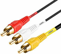 EKAAZ  TV-out Cable 3RCA Male to 3RCA Male Composite AV Cable(Black, For DVD, 1.5 m)