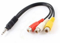 Uneo Star  TV-out Cable DB-3.5mm Stereo TRRS Male to 3 RCA Female Composite AV Cable Adapter(Black, For TV)