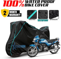 Starvin Waterproof Two Wheeler Cover for Hero(HF Deluxe BS6, Black, Blue)