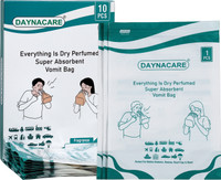 DAYNACARE DAYNACARE Strwberry Scented Plastic Zip Lock Vomit Bag| Pack Of 15 Vomit Bag(750 ml White, Green)