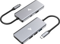 Vaku Luxos SENTINEL 7IN1 multiport Type C USB Hub 2.0/3.0 High-Speed connector Extension USB Adapter(Grey)