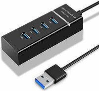 RAREGEAR Laptop/Notebook/PC/Mobiles/Tablets, iPhone/Ipads,Computers, MP3 Players & Gaming 4 Ports USB 3.0 Hub HighSpeed Portable with Splitter Multiport Slim USB Hub USB Hub(Black)