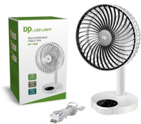 Dp 7626 (RECHARGEABLE TABLE FAN) 4000mAh, With LED Night Light 7626 USB Fan(White)