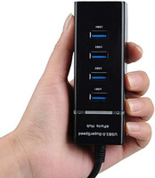RAREGEAR Extension 4 Ports USB 3.0 Hub High Speed Portable with Switches for Laptop/Notebook/PC/Mobiles/Tablets, iPhone/Ipads, Computers, MP3 Players USB Hub(Black)