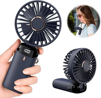 TRENDY VIBES Blue Mini Portable Fan,Powerful Hand Fan 1800 mah 5 Speed Fan for Indoor,Outdoor Mini fan with display Rechargeable Fan(Blue)