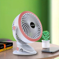 PYXBE Portable Clip on Fan(RECHARGEABLE PORTABLE USB FAN),360° Rotate Personal Mini Fan,Home,Office,3 Speed Portable Clip on Fan,7 Inch Powerful USB Table Fan Rechargeable Fan(Pink)