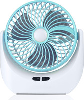 Ampeva High-Speed 4000mAh Rechargeable Table Fan with LED Light, Portable Fan, USB Fan, USB Battery Powered Quiet Personal Fan, 3 Speed For Office, Home, Kitchen USB Fan(Blue)