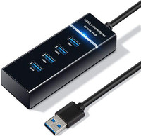RAREGEAR High Speed 4 Port 3.0 USB Hub (Black) 3.0 4 Port USB Hub 3.0 Adapter Cable & 5Gbps Speed Laptop PC Computers with Led USB Hub(Black)