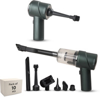 Robustt 2in 1 Car Vacuum Cleaner With Blower Hepa Filter|4000pa Suction Power|Pack of 10 Cordless Vacuum Cleaner with Anti-Bacterial Cleaning(Green)