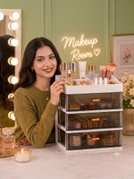 HomeQueen cosmetic organizer with drawers transparent drawer organizer Vanity Box(White)