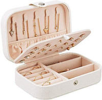 CALIST Leather Small Jewelry Organizer For Women Girls, Travel Jewelry Box Keeping Earring Vanity Box(Multicolor)