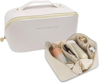 MINARA Cosmetic Bag for Travel, Women Makeup Organiser, Jewellery, Grooming Vanity Box Makeup and Jewellery Vanity Box(Beige)