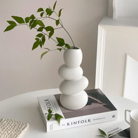 SDE All New White Colour Stone Vase (Pack Of 1, White) Ceramic Vase(11 inch, White)