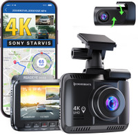 CrossBeats RoadEye DC03 4K Front and Rear Dashcam|Sony Starvis|GPS & ADAS|WDR Night Vision In-car Camera System(2 Camera, 3840 x 2160 Pixels)