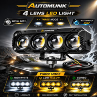 automunk 4 Lens LED Driving Light for Bike Car White Yellow Beam Fog Lamp Motorbike LED (12 V, 40 W)(Universal For Bike, Pack of 1)