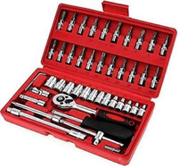 XBEY 46pcs Tool Ratchet Torque Wrench Combo Tools Kit Car Repair Set Hand Tool Kit Vehicle Tool Kit