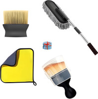 JHWOQU Microfiber, Stainless Steel Vehicle Washing Brush(Pack Of 4, 600 GSM)