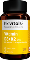 hk vitals Vitamin D3 + K2 (MK-7) | 600 IU for Higher Absorption| Bone & Joints | Immunity(60 Capsules)