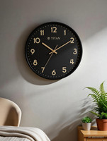 Titan Analog 30 cm X 30 cm Wall Clock(Black, With Glass, Station Clock)