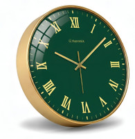 Auromin Analog 31 cm X 31 cm Wall Clock(Gold, With Glass, Standard)