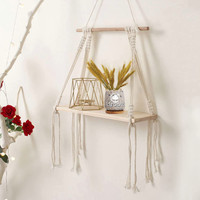 RAKANO Macram Wooden Wall Hanging , Bedroom, Living Room, Nursery, Party Decorations(White)