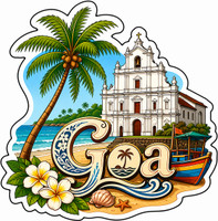 Decolyte Goa Theme Wooden Fridge Magnet Souvenir | 3x3 in Kitchen Home Decor Gift Fridge Magnet Pack of 1(Multicolor)