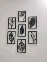 A3 BOX Wooden Wall Decor Hangings Living Room, Bedroom, Kitchen, Office Pack of 7(20 cm, Black)