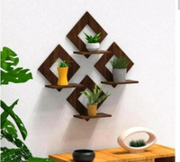 Unnati times Square wall hanging Wall Shelf (Number of Shelves - 4)(Brown)