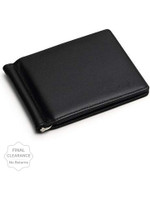 USL Men Formal Black Genuine Leather Money Clip(6 Card Slots)