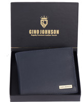Gino Johnson Men Brown Genuine Leather Wallet(6 Card Slots)