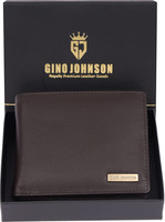 Gino Johnson Men Brown Genuine Leather Wallet(6 Card Slots)