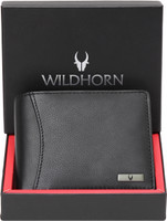 WILDHORN Men Casual Black Genuine Leather Wallet(9 Card Slots)