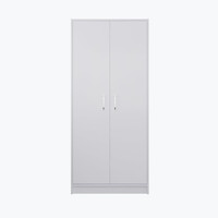 CASPIAN Wooden Almirah for Clothes and Stacking space -Home Furniture Storage Engineered Wood 2 Door Wardrobe(Finish Color - White, Pre-assembled)