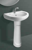 LUXEHOME Pedestal Premium Ceramic Single Bowl Wash Basin for Bathroom Pedestal Basin(White)