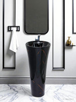 clayplus EXCLUSIVE TM SERIES'S PREMIUM PEDESTAL WASH BASIN Pedestal Basin(GLOSSY BLACK)