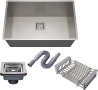 RENVOX 304 Grade Stainless Steel Single Bowl Handmade Luxury Kitchen Sink 24x18 Handmade Sink Vessel Sink(Silver)