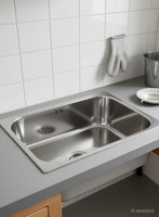 rencho FANTUS Premium Quality Home Kitchen Sink Single Bowl 14*16*6/ 1.3Weight 2kg With Coupling & Adjustable Pipe Top Mount(steel)