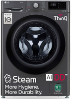 LG 9 kg 5 Star with AI Direct Drive, 6 Motion, Inverter Direct Drive, Steam and Wi-Fi Enabled Fully Automatic Front Load Washing Machine with In-built Heater Black(FHP1209Z5M)