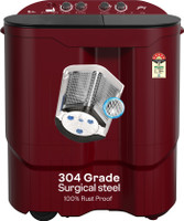 Godrej 10.5 Kg 5 Star, Toughened Glass Lid With Stainless Steel Drum, Drying at 1440 RPM Speed Semi Automatic Top Load Washing Machine Grey, Maroon(WSEDGE JAZZ 105 5.0 DB3 M CSRD)