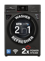IFB 7 kg with 9 Swirl Wash, 2x Power Steam, 30 Min Steam Refresh Program, Eco Inverter Motor, WiFi Enabled, DeepClean Powered by Ai Fully Automatic Front Load Washing Machine with In-built Heater Black(SERENA OXN 7012 CMS)