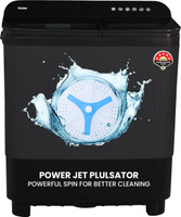 Haier 10 kg Toughened Glass, Anti Bacterial Vortex Pulsator, 1300 RPM, Spray Function, Wash Programs, Magic Filter, Rat Mesh Semi Automatic Top Load Washing Machine with In-built Heater Black, Grey(HTW100-178BKN)