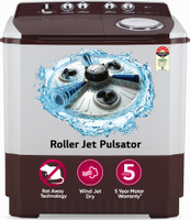 LG 10 kg 5 Star with Roller Jet Pulsator with Soak, Wind Jet Dry and Rat Away, 6.5 Kg (Spin Tub Capacity) Semi Automatic Top Load Washing Machine Maroon, White(P1050SRAZ)