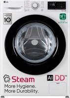 LG 8 kg AI Direct Drive Technology ,Steam Fully Automatic Front Load Washing Machine with In-built Heater Black, White(FHP1208Z3W)